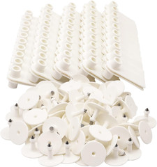 100 Blank Livestock Ear Tags for Goat, Sheep, Cattle, and Pigs (White)