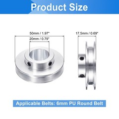 Single Groove Pulley 20mm Fixed Bore 50mm Outer Diameter for 6mm Belt