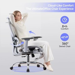 Office Chair with Footrest, Ergonomic Chair with 3D Headrest, Computer Chair wit