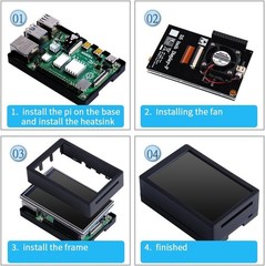 Raspberry Pi 4 Compatible 3.5 Inch Touch Screen with Case and Heatsinks Included