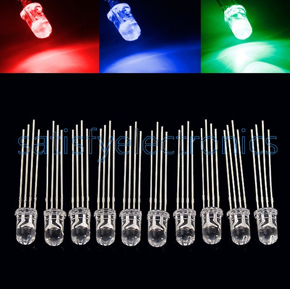 100/200/500/1000PCS 5mm 4pin RGB Tri-Color LED light Red Green Blue Common Anode
