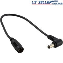 DC Power Right Angle Adapter Cable Cord 5.5mm x 2.1mm Male to Female Barrel Jack