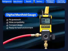 Digital Vacuum Pressure Manifold Gauge w/ Temp Clamp Hoses AC R134a R410a R1234y