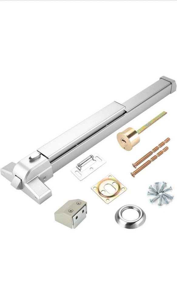 25.5″ Panic Exit Device – Stainless Steel Push Bar Lock for Single/Double Doors,