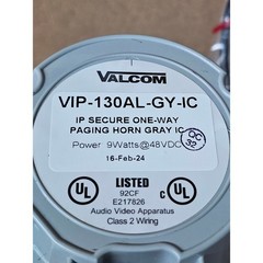 Valcom Paging Horn Unisex OS Gray Solid IP Secure VIP-130AL-GY-IC One-Way PG HRN