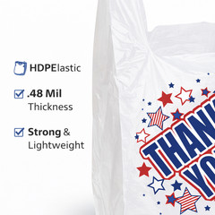 Bags 1/6 Large 21 x 6 x 11.5 Americana “Thank You” T-Shirt Plastic Grocery