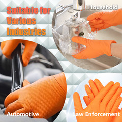 8Mil Orange Disposable Nitrile Gloves 3-Pack Diamond Grip Heavy Duty Latex Free