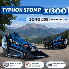 TYPHON STOMP X1300 Mini Skid Steer 25HP Kubota D1105 Diesel Include 2 Attachment