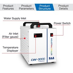 S&A CW3000TG CO2 Industrial Water Chiller for 80W 60WCO2 Laser Cutting Machine