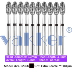 Vakker® 10pc/pk Diamond Burs Egg Diamond Bur Super Fine Medium Coarse