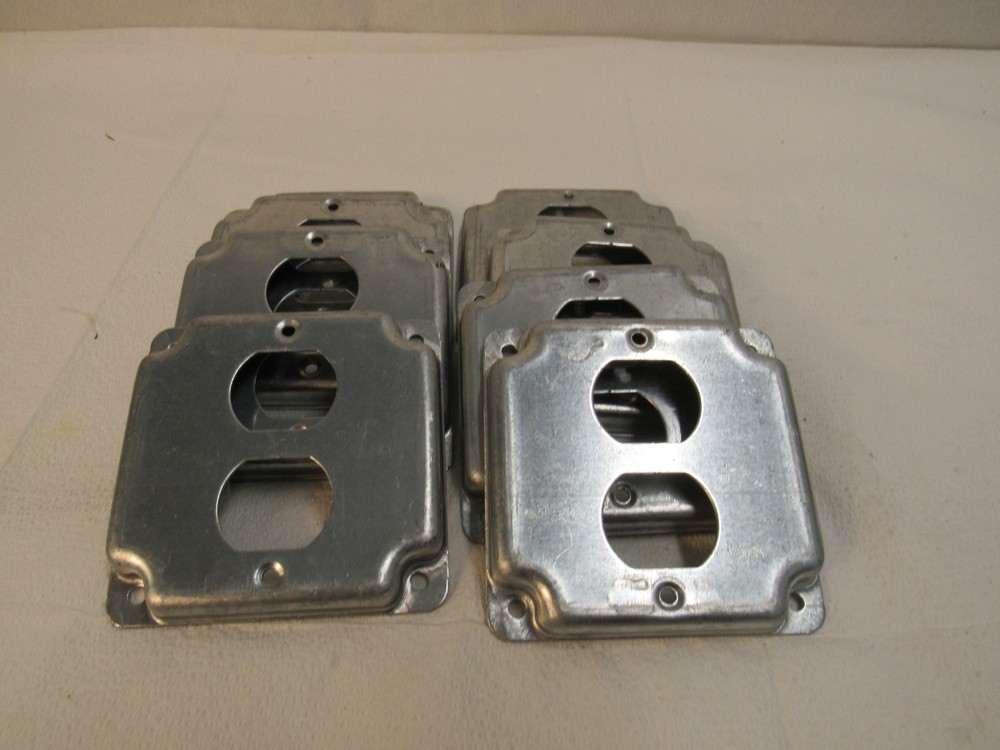 Hubbell Raco 4″ Square Cover 902C One Device Duplex Receptacle Lot of 8