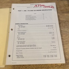 Vintage Massey Ferguson MF 300 Combine Service Manual 19966/1967