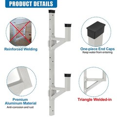 OUTPRIZE Aluminum Side Mount Trailer Ladder Rack, 2 Ladder, Silver