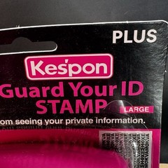 Kespon Plus Guard Your ID Stamp Large Pink Black Ink Brand New Vintage 1980s
