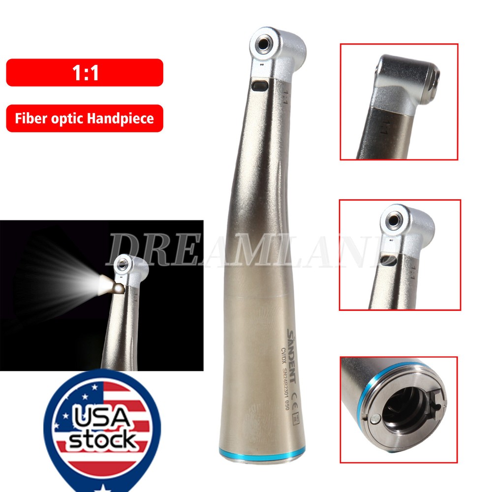 Dental 1:1 LED Fiber Optic Handpiece Internal Spray Contra Angle sandent