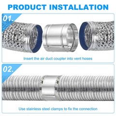 180mm/7″ Duct Connector, Galvanized Steel Duct Coupling, 4″ Long
