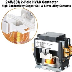 2 Pole 30 Amp 24VAC HVAC Contactor -Air Conditioner Condenser Compressor…