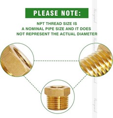 1/4 Inch Female to 1/2 Inch Male NPT Brass Reducer Bushing Adapter 4 Pack