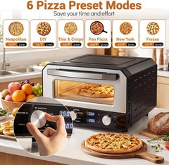 1700W Electric Pizza Oven Indoor 6 Presets & 2-Min Rapid Baking Heats up to 750℉