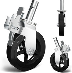 8 Inch Scaffolding Wheels, Scaffold Caster with Dual Locking Brakes, Heavy Duty