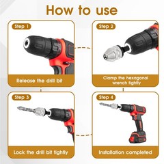 2 PCS Keyless Drill Chuck for Impact Driver, 1/4 Inch Hex Shank Drill Chuck F…
