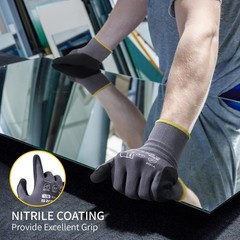 Work Gloves with Nitrile Coat and Micro Foam Grip on Palm and Fingers,12Pairs…