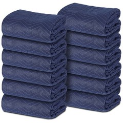 12 Moving Packing Blankets 80″x72″ (35 lb/dz) Shipping Furniture Pads Dark Blue