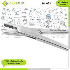 Cynamed German Stainless TC Wire Twister Needle Holder & Driver with Gold Rings