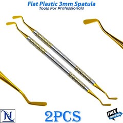 Gold Flat Plastic Spatula 3mm Single Dental Wax Composite Mixing Instrument