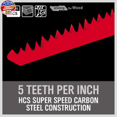 12-Inch Wood Pruning Reciprocating Saw Blades, 5TPI Saw Blades for Tree Trimming