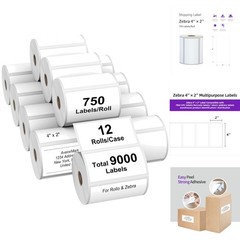 12 Rolls 4×2 Barcodes Shipping Labels Compatible Rollo Zebra Desktop Printers