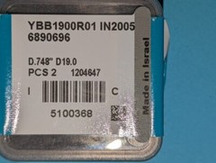 LOT OF 2 19.00mm Diameter YBB1900R01 IN2005 QwikTwist Tip Carbide 5100368