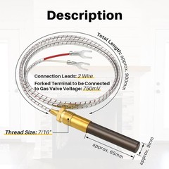 2Pack For PITCO 60125501 THERMOPILE (DEEP FRYER PARTS) 36”INCH 910MM 750 MV
