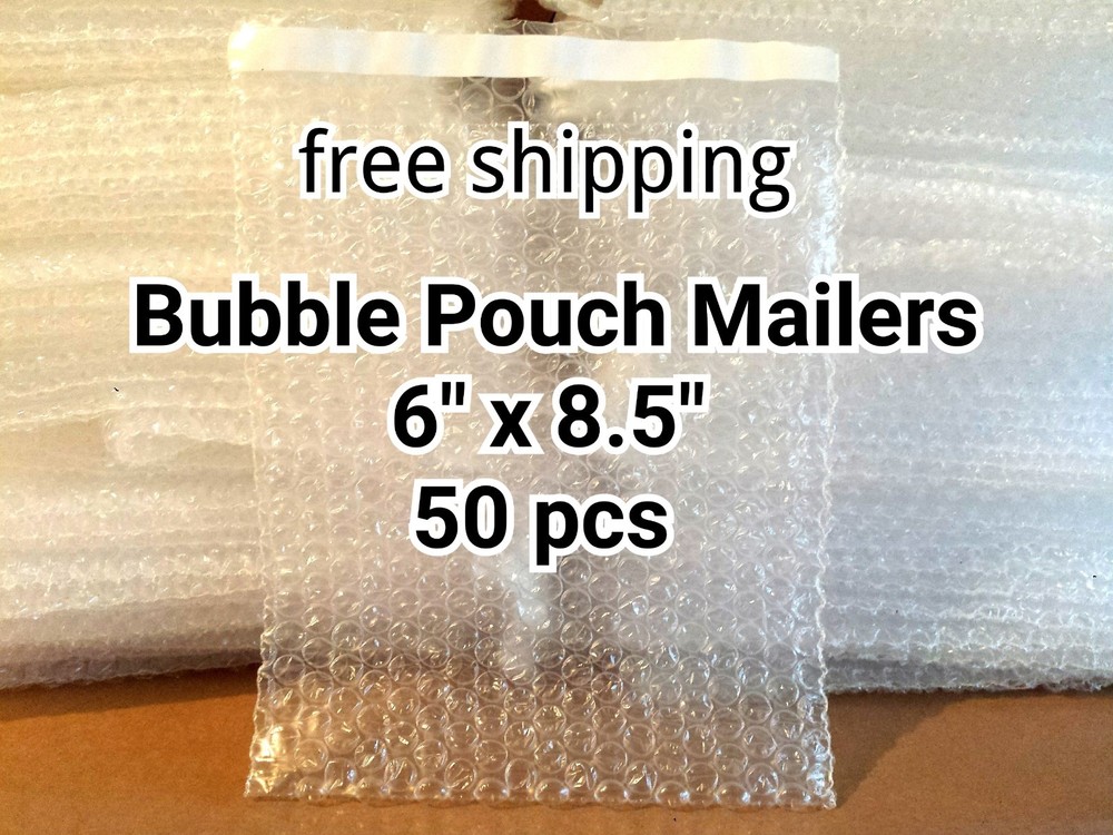 Lots of 50 6″ x 8.5″ BUBBLE OUT BAGS POUCHES SELF SEAL MAILERS BAGS WRAP CLEAR
