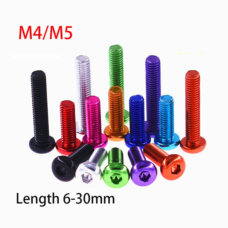 Aluminium Alloy Button Head Hex Socket Screws Allen Bolts – M4 M5 6-30mm Length