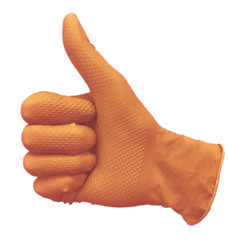 Orange Nitrile Industrial Gloves (10 BOXES) 8 Mil Diamond Grip – XL, XXL auto