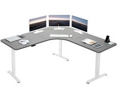 VIVO Dark Gray / White Electric 71″ x 71″ Curved Corner Stand Up Desk