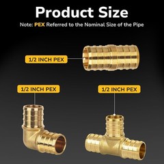 30 Pack 1/2″ PEX Fittings Set Elbow Tee Coupling Brass Crimp Kit US