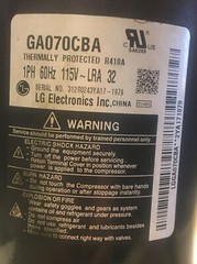 LG GA070CBA 1PH 60Hz 115 V LRA 32 Rotary Compressor
