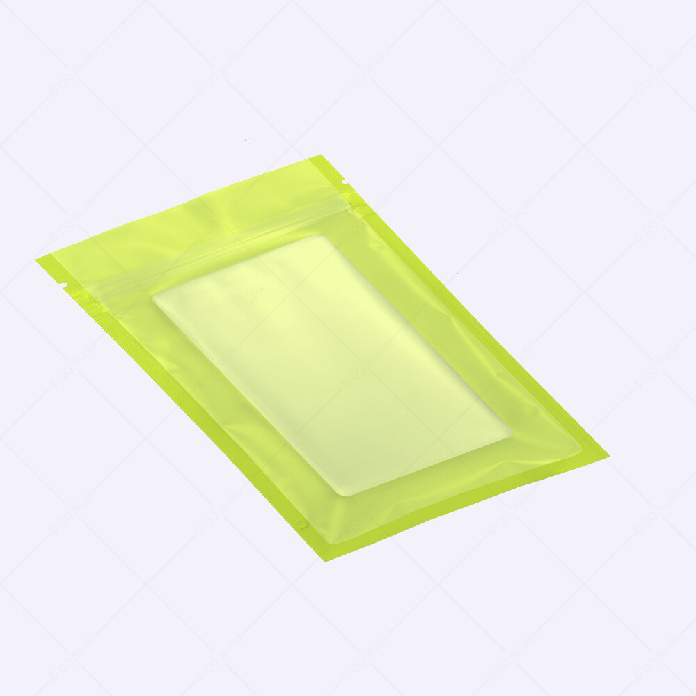 5x7in Matte Green Foil Mylar Flat Zipper Bag With Clear Back & Desiccant