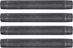3/4” x 8” Black Steel Plumbing Pipe, Pre Cut, Industrial Steel Grey Fits Stan…