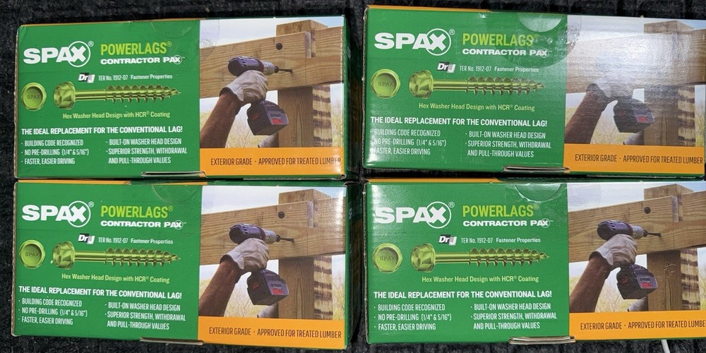 Lot Of 4 SPAX Powerlags For Structural Wood To Wood Connection 1/4″ x 6″ 50 Pcs