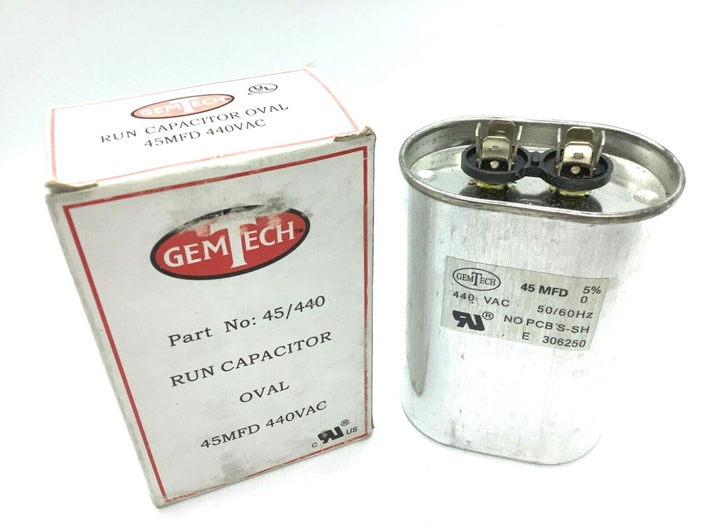 45 MFD 440 Volt Oval Run Capacitor HEAVY-DUTY Gemtech – 45/440 NEW