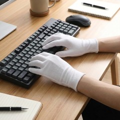 3 Pairs Full-Finger White Cotton Gloves for Dry Hands