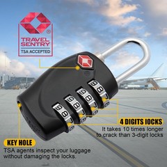 2 Pack TSA Approved Gun Case Locks for Pistol Cases, 4 Digits 2 Pack, Black