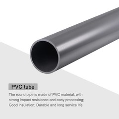 PVC Rigid Round Pipe 45.2mm ID 50mm OD 0.35m Light Grey High Impact