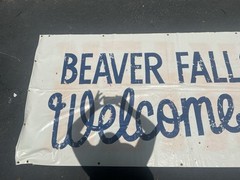 Vintage 1970’s Hand Painted Banner Beaver Falls Welcomes President Carter 19’