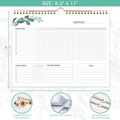 Habit Tracker Calendar – 12 Months Undated Daily Planner, 8″x10″, Weekly & Mo…