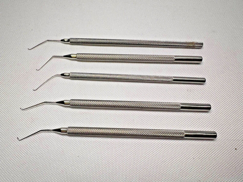 Set Of 5 Ophthalmic Angled Ball Tip Manipulators