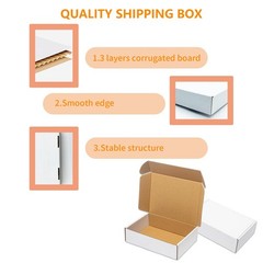 50 Pack 9x6x2 Shipping Boxes, White Corrugated Cardboard Packaging Box for Small